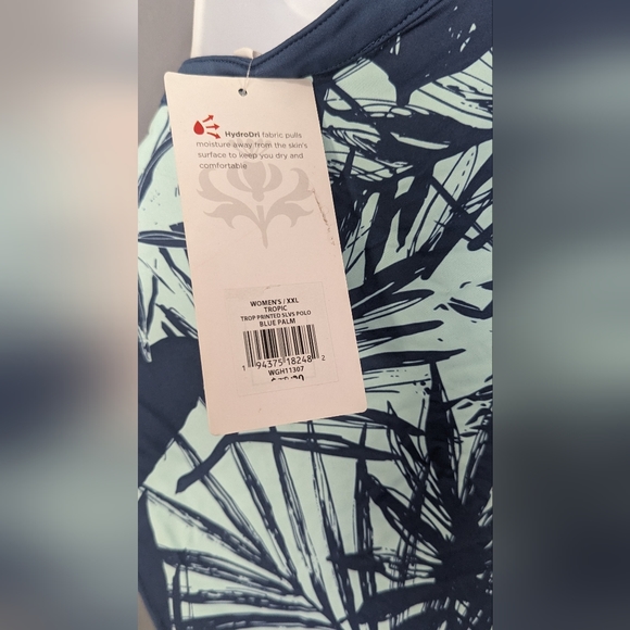 Lady Hagen Tropical Print Blue Palm Tree Sleeveless Polo size XXL Women's NWT - Picture 4 of 11